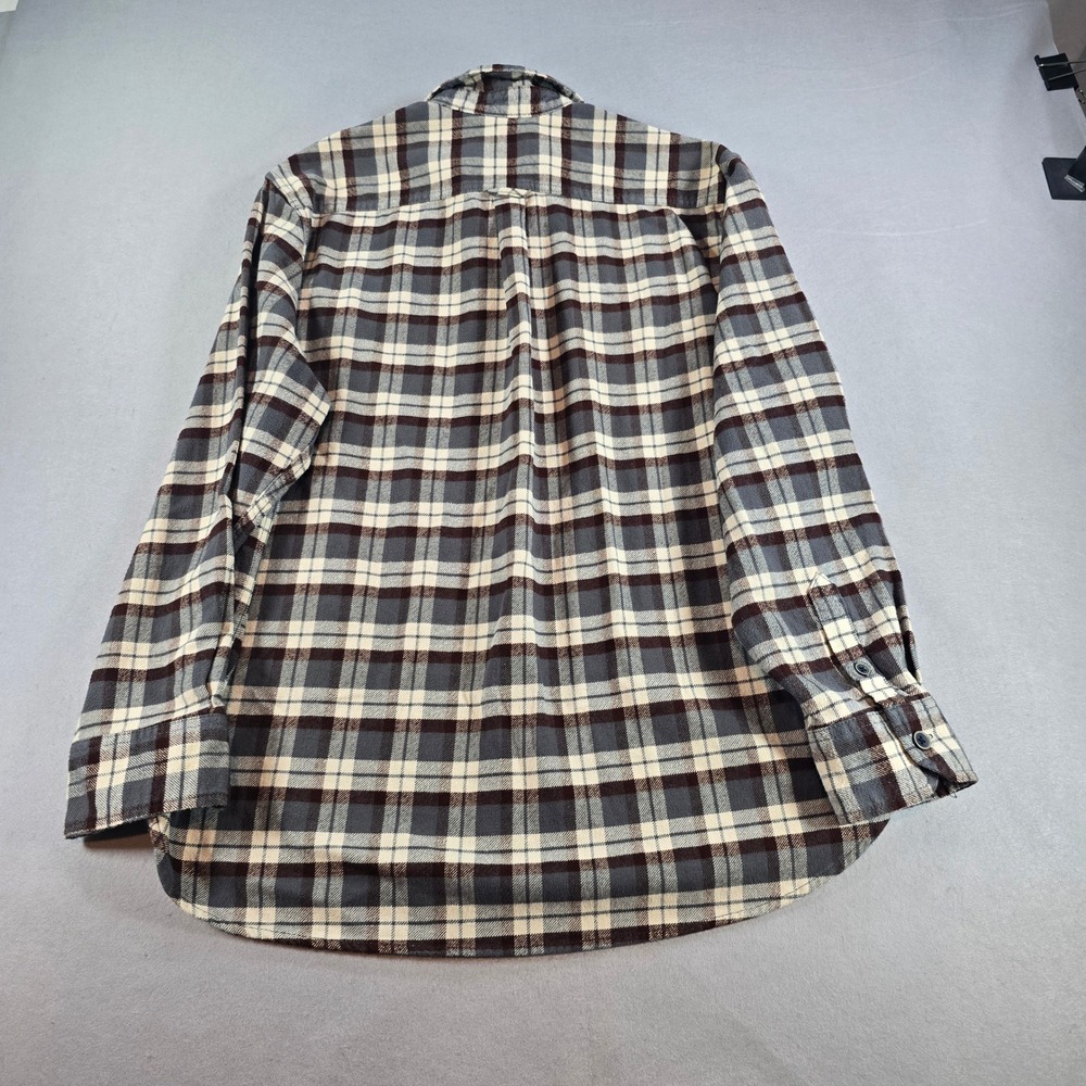 Jachs NY Mens Large Flannel Shirt Plaid Long Sleeve Button Down Grey Brown L - Picture 6 of 8